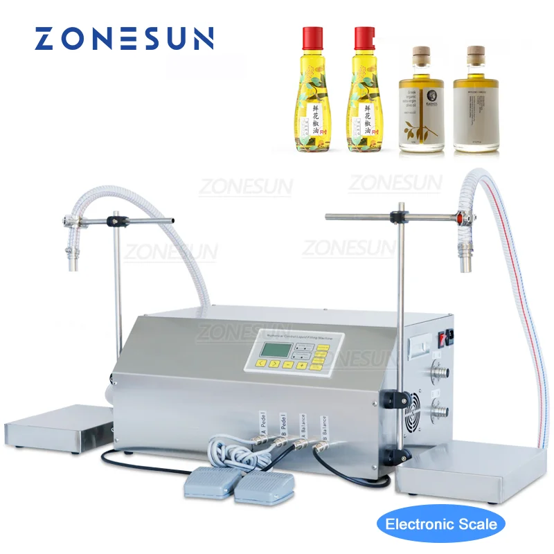 ZONESUN ZS-GP262W Gear Pump Essential Oil Edible Oil Engine Oil Filling And Weighing Machine Double Heads Oil Vial Bottle Filler cordless hot melter 350 450℃ adjust ppr water pipe welding machine 20 32mm heads electric melting tools for makita 18v battery