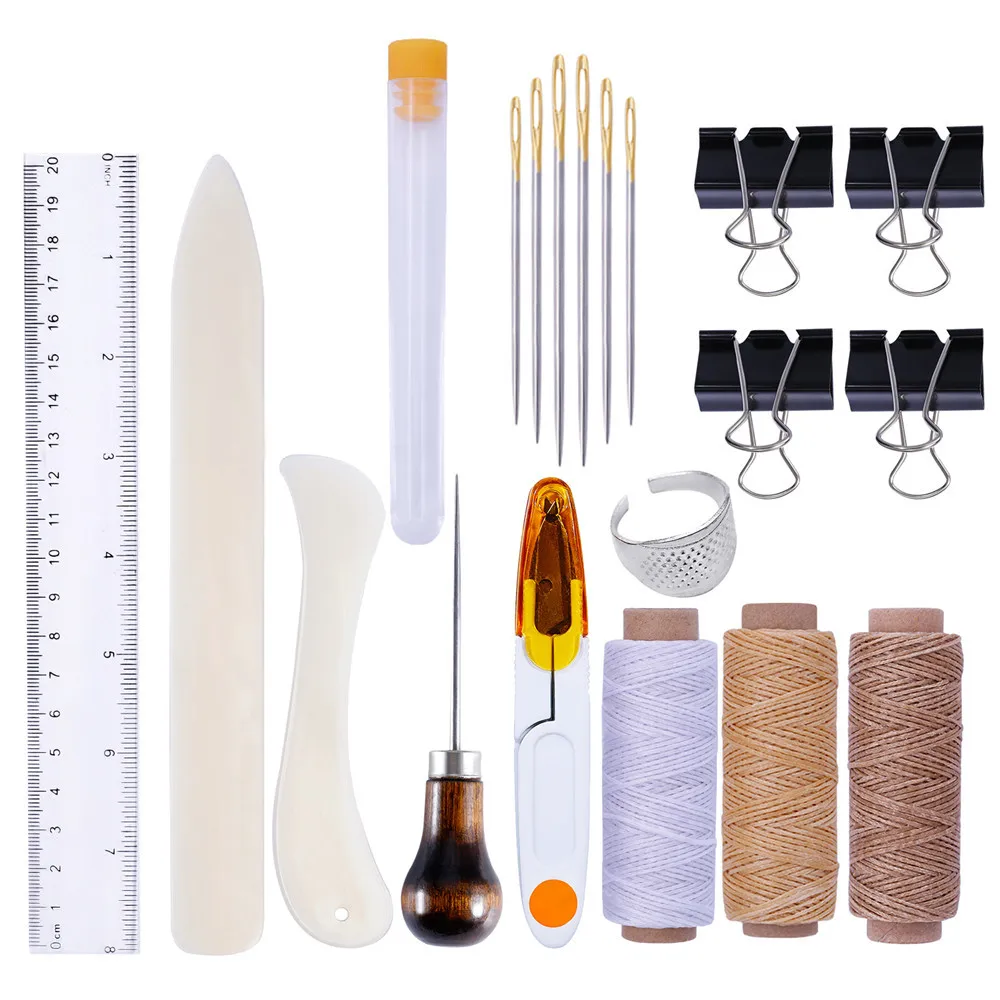 Bookbinding Kit Starter Tools Set Bone Folder Paper Creaser, Waxed Thread, Awl, for DIY Bookbinding Crafts and Sewing Supplies