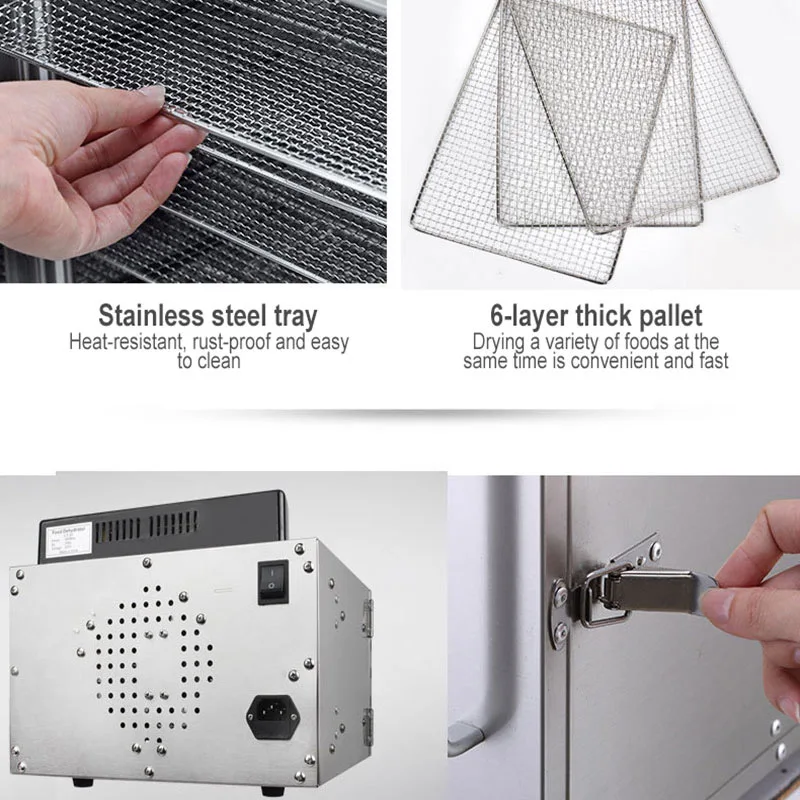 110V/220V 6-layer Food Dehydration Dryer Dried Fruit Machine Fruit Meat Food Vegetable Snacks Air Dryer