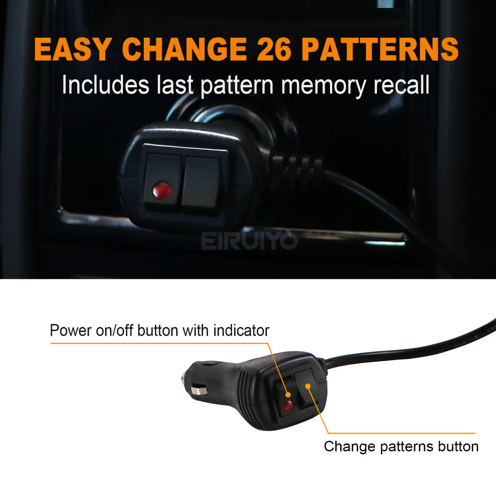 Police Signal Light 16 LED Traffic Adviser Car Emergency Warning Strobe Lights Bar Yellow White Vehicle Flashing Lamp 26 Modes