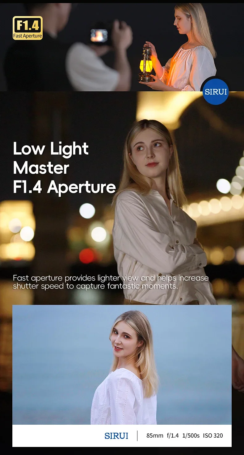 SIRUI Aurora 35mm 85mm F1.4 Auto Focus Camera Lens Telephoto Prime Portrait Lens