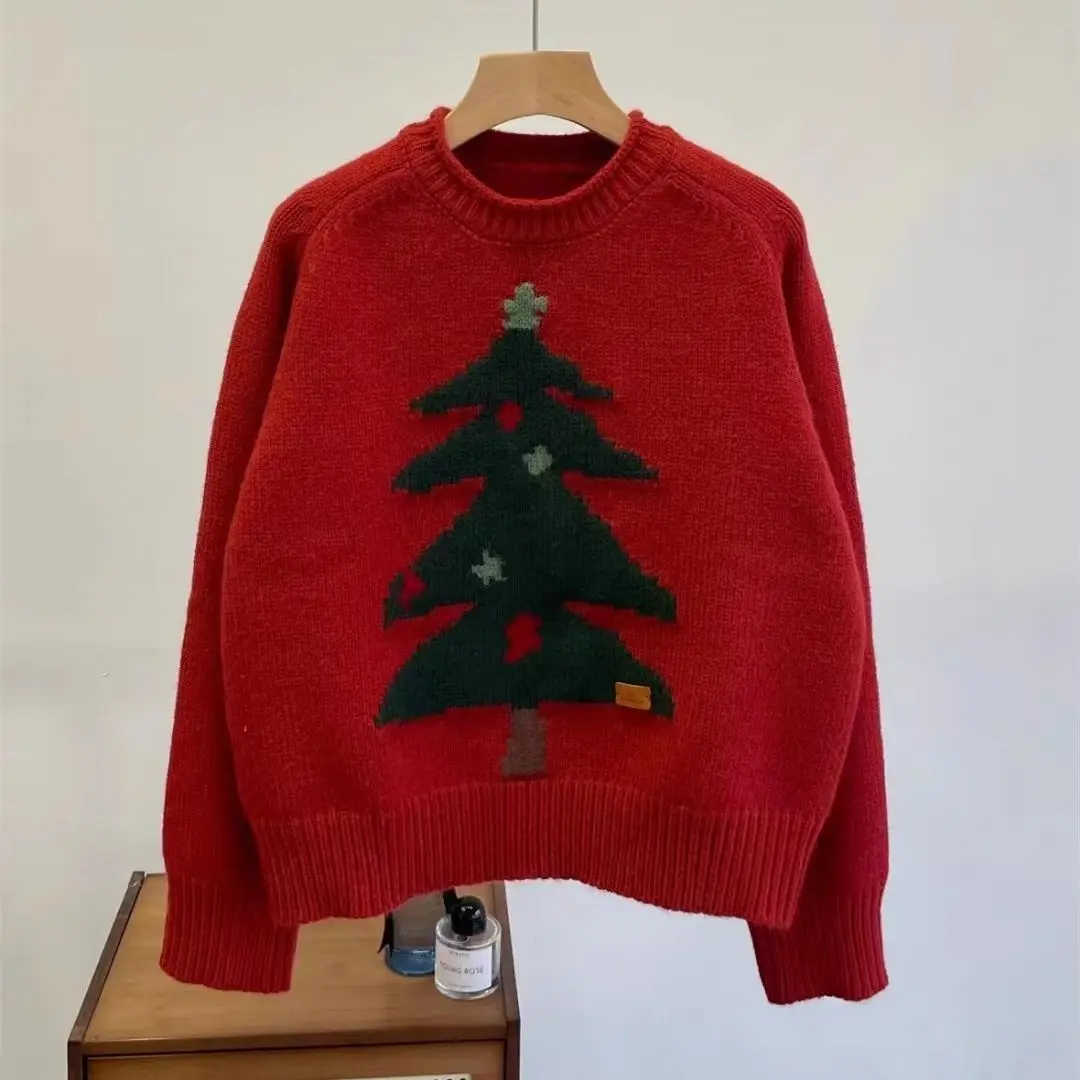 thumbnail image 1 of Suéter de punto con diseño de árbol de Navidad para mujer, moda de otoño e invierno, suéter de manga larga de jacquard, tendencia, prendas de punto que combinan con todo, 1 of 5