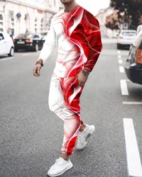 Geometric Pattern 3D Print Men's Tracksuit Sets Fashion Casual Long-Sleeve Pants 2 Piece Sets Trend Pullovers Casual Streetwear