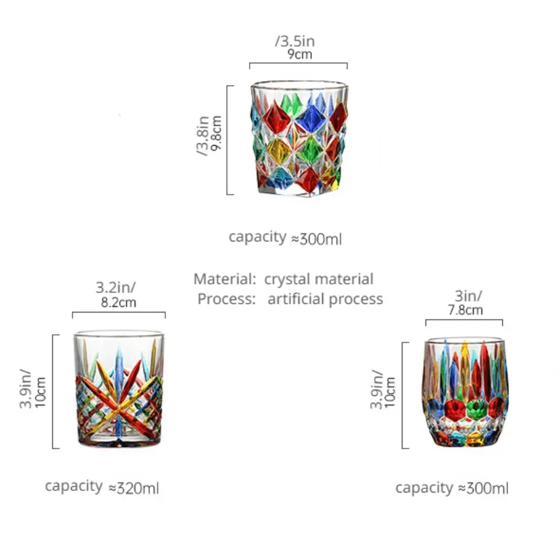 Italian Stained Glass Embossed Color Drinking Cup Coffee Mug Whiskey Glass Various Drinks And Wine 1pc