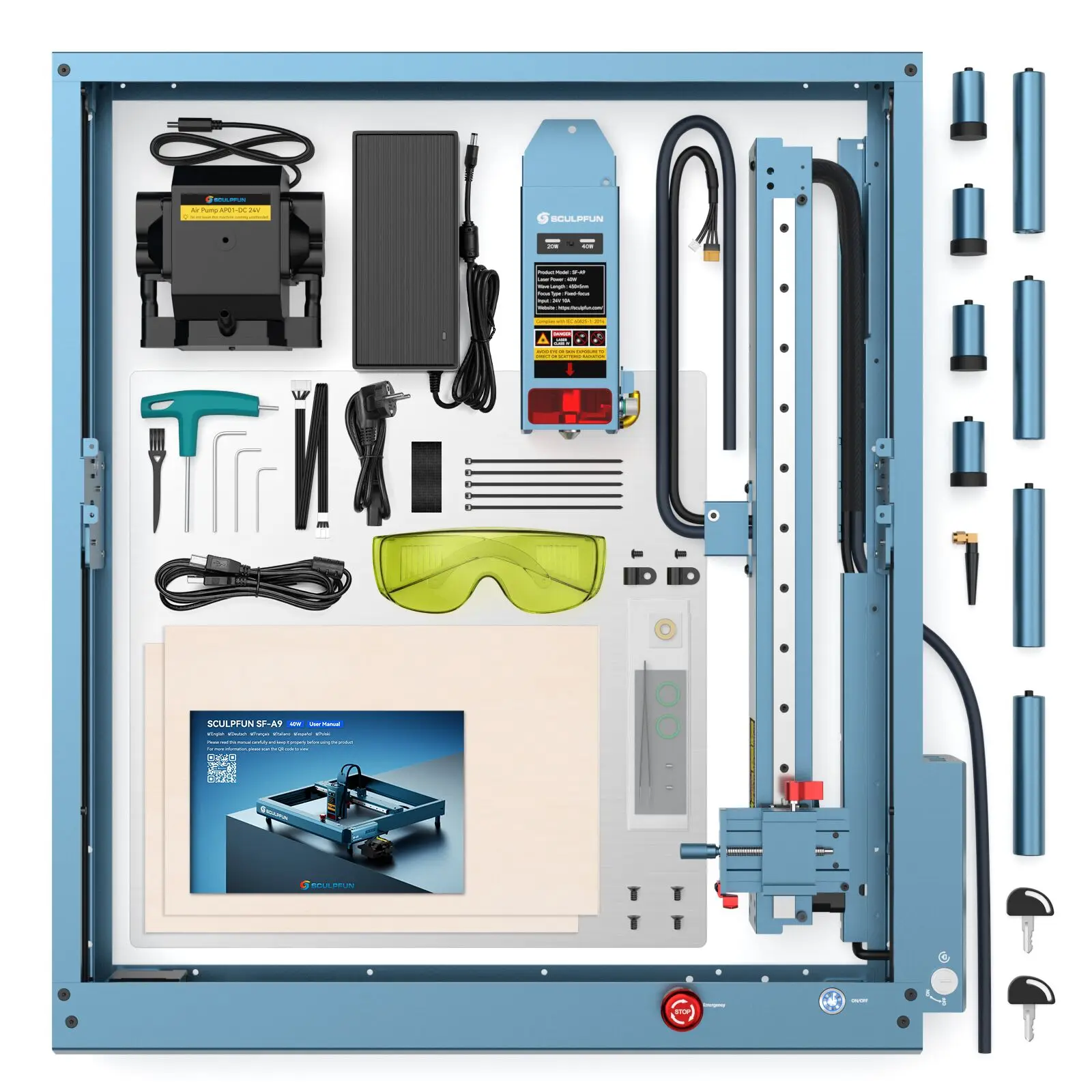 NEW Sculpfun SF-A9 40W Laser Engraver Cutting Machine with Ultra-fine Laser Spot Adjustable 0.1mm/0.15mm Precise Positioning