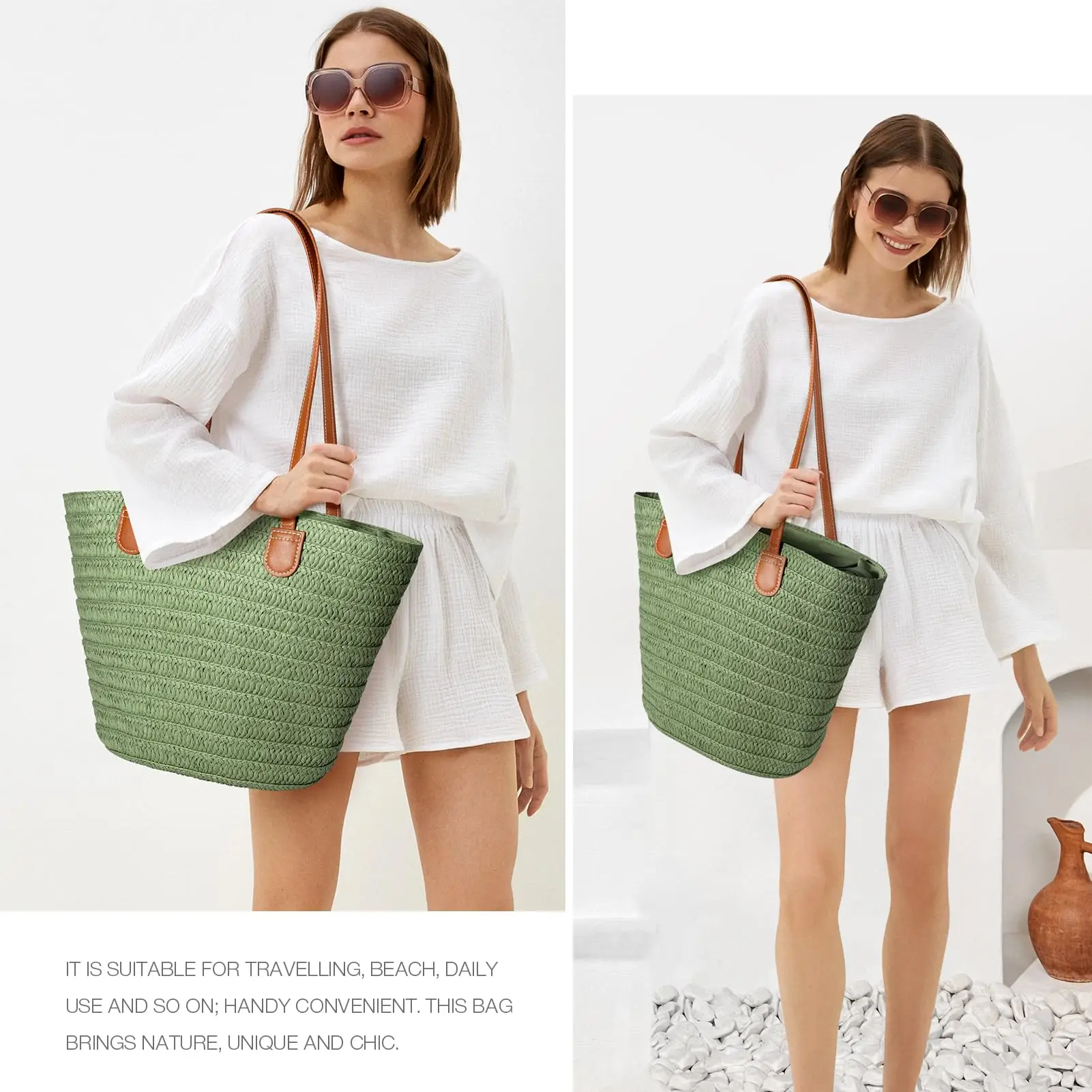 Spring NEW Straw Bag Womens Straw Beach Bag Crossbody Shoulder Bags Vacation Purse Straw Purse for Summer