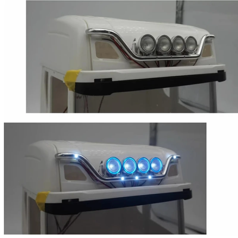 Roof Sun Visor Lamp Front Dome LED Light for Tamiya 1/14 RC Truck Scania 770s Actros Volvo Tractor RC Trailer LESU Tamiya Parts 3