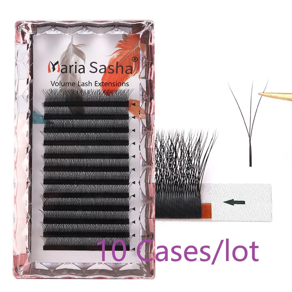 MARIA 10 Cases 3D W Private Label Wholesale Russian Eyelashes Clusters Easy Fan Volume Lashes Extension Y Mix False Mink Makeup