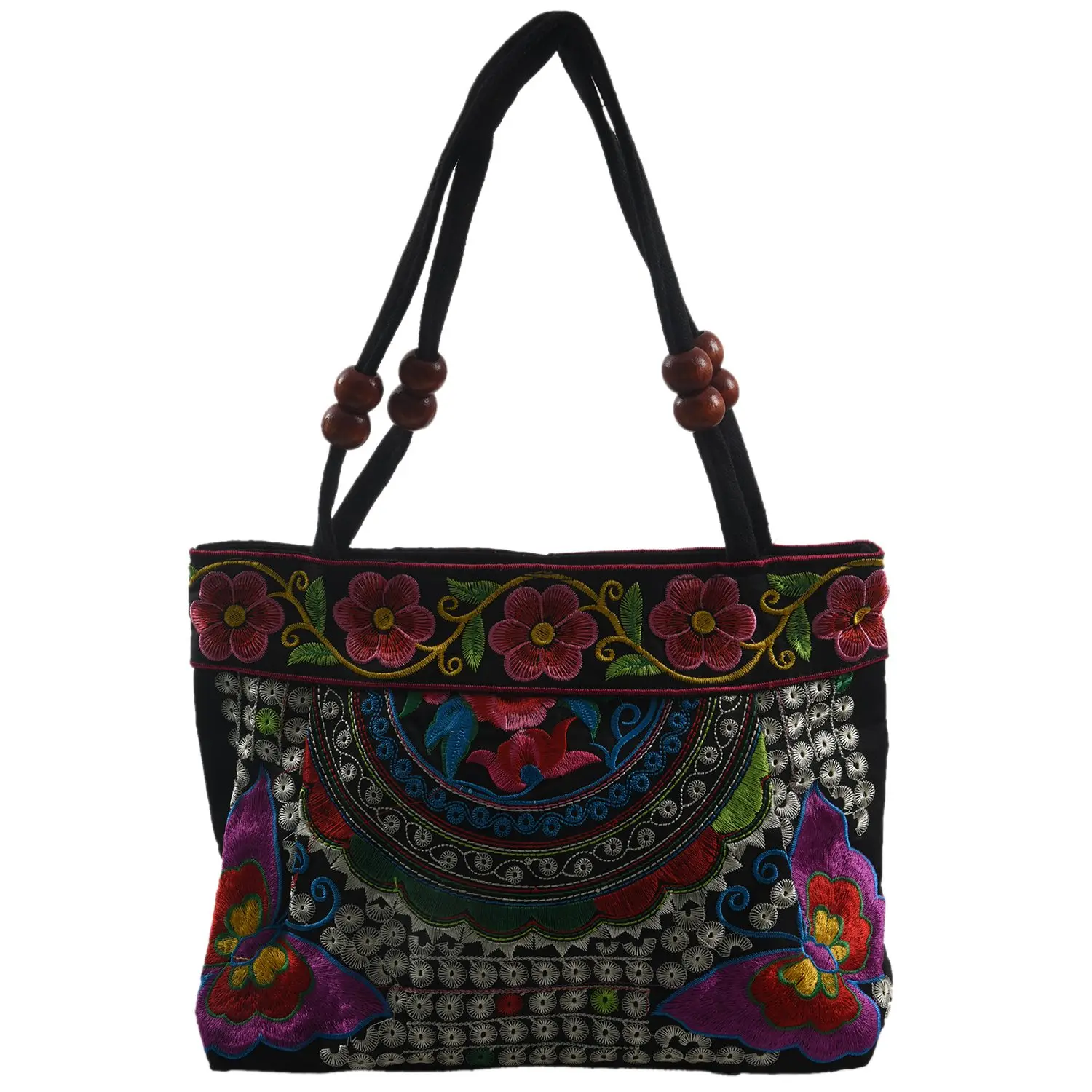 

Chinese Style Women Handbag Embroidery Ethnic Summer Fashion Handmade Flowers Ladies Tote Shoulder Bags Cross-body （Purple