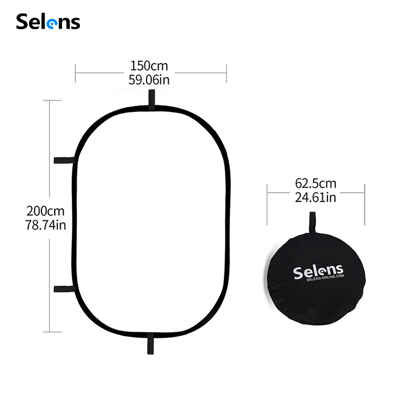 Selens 150X200CM Foldable Oval Reflector Soft Light Board Video Photography Diffuser Photo Studio Soft Panel with Portable bag