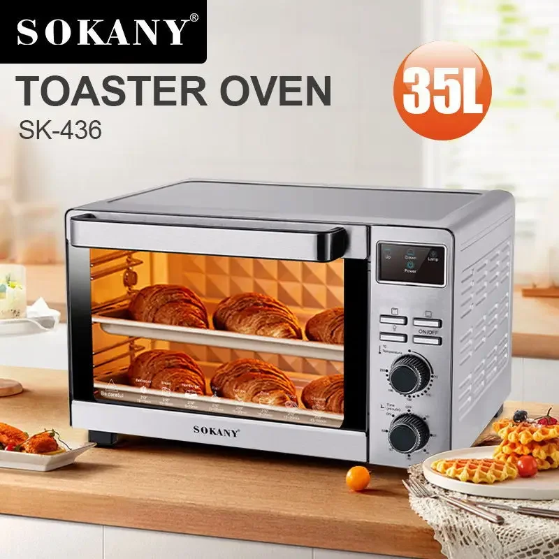 

1500W 35L Electric Oven Multifunctional Big Capacity Pizza Bread Toaster Barbecue Cake Baking Oven Breakfast Machine 220V