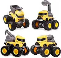 4 Pcs Pull Back Cars Construction Excavator Toy Truck Friction Powered Push/Go Toy Cars for 3+ Year Old Toddlers Kids Boys Girls 1