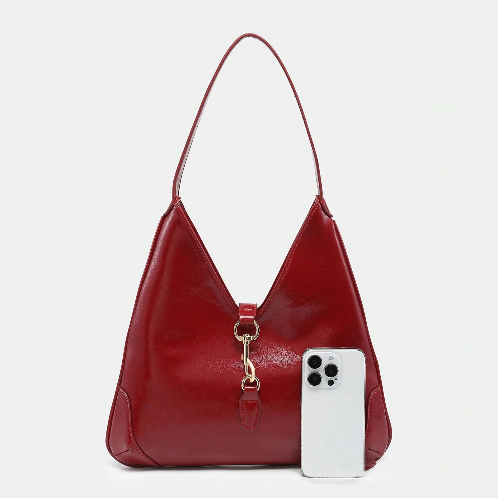 Women Girls PU Leather Single Shoulder Underarm Bag Large Capacity Shoulder Bag Solid Color Shoulder Bag for Work & Outing