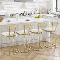 2Pcs Counter Height Bar Stools Set with Back Metal Frame & Upholstered Seat Tall Barstools for Kitchen Island, Home Dining Room 3