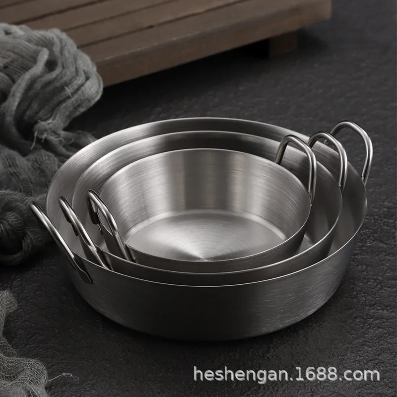 Korea 304 stainless steel two-ear snack sauce dish golden rice wine bowl kimchi cold dish dipping dish