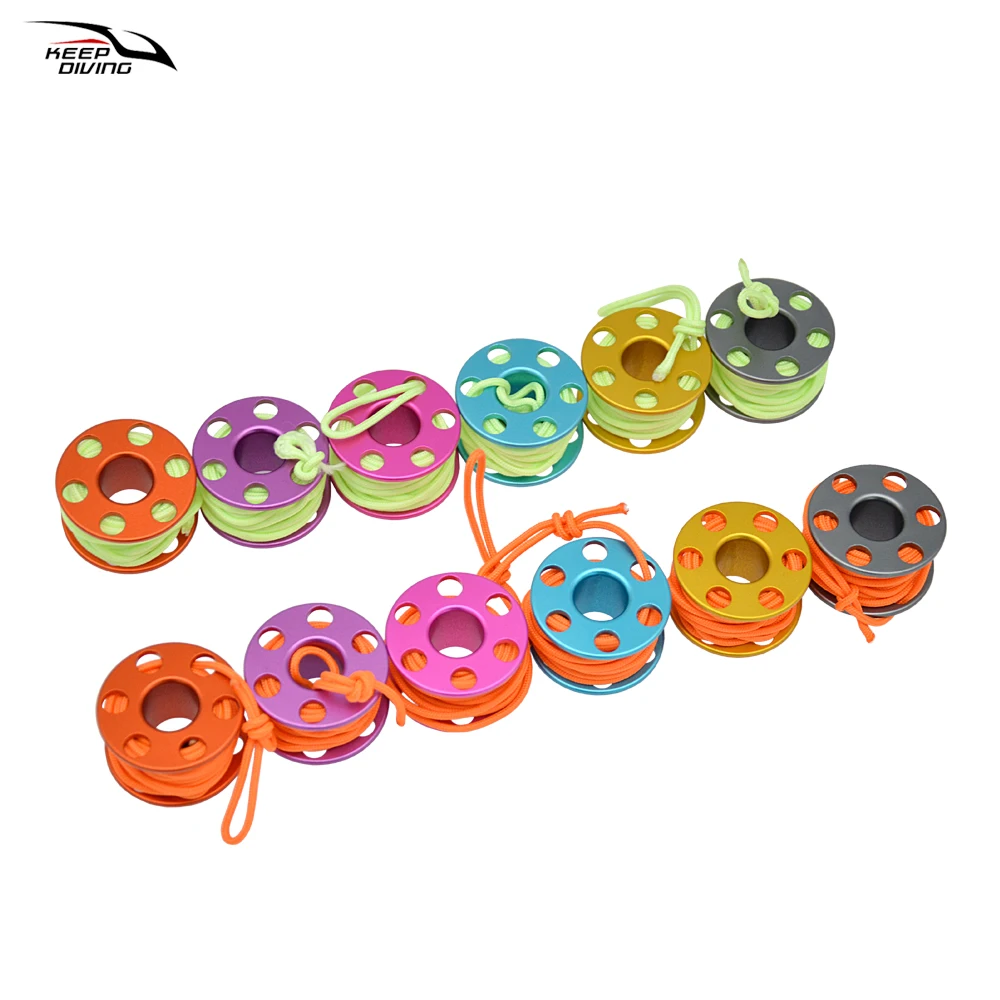 1Pcs Scuba Diving Aluminum Alloy Mini Spool Finger Reel Pendant With High-quality Nylon Ropes Souvenirs For Diving Enthusiasts 2
