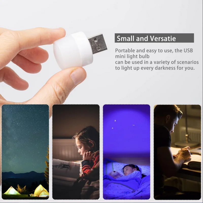 USB Night Light Mini LED Night Light USB Plug Lamp Power Bank Charging Book Lights Small Round Reading mini led night light