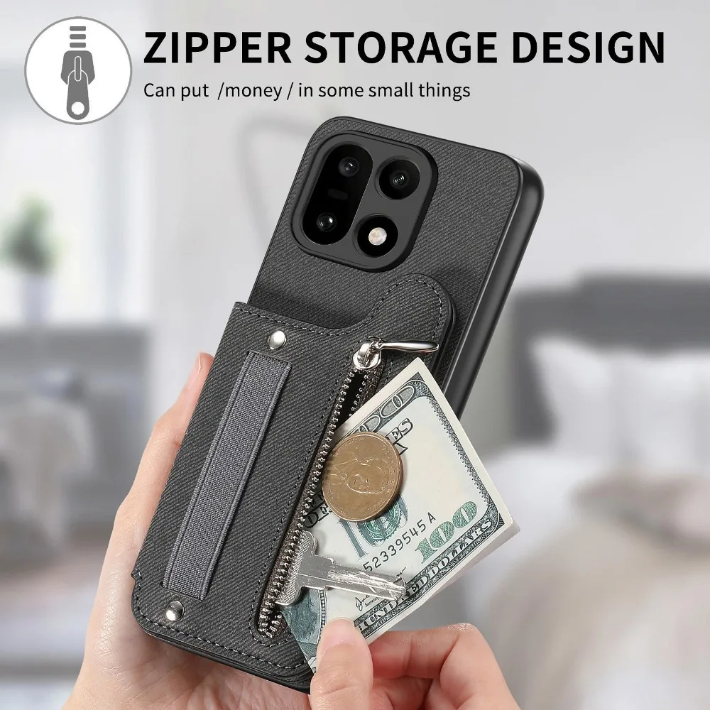 Luxury RFID Card Leather Wallet Case with Elastic Strap