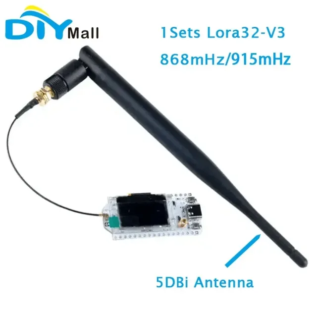 1 Set Heltec LoRa32 V3 Node Development Board LoRa 32 SX1262 ESP32-S3 Wifi BLE with 5DBi SMA Male Antenna for Meshtastic 1