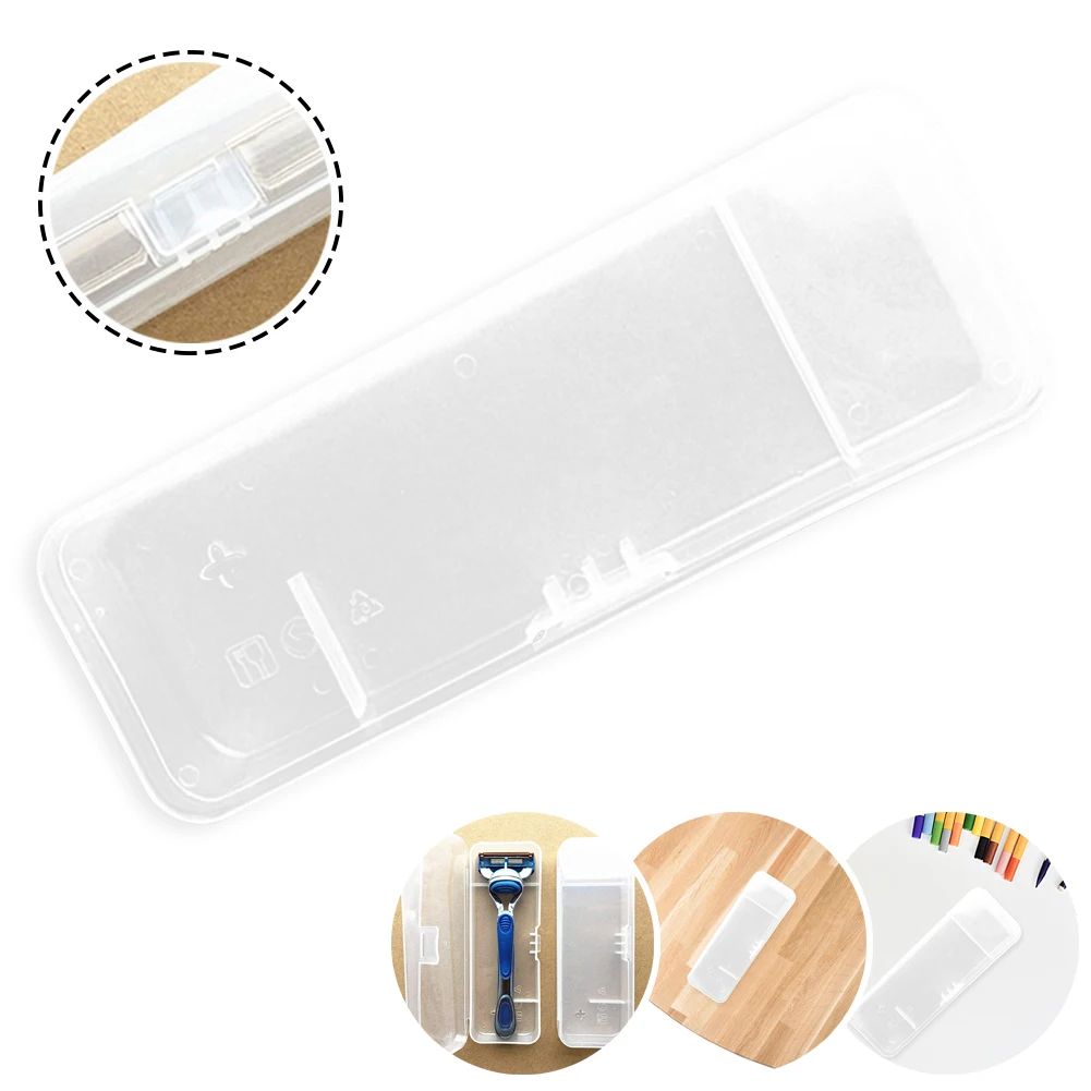 

Transparent Razor Storage Box Portable Lightweight Razor Holder Protector Case for Men Home Travel Bathroom Use Razor Organizer