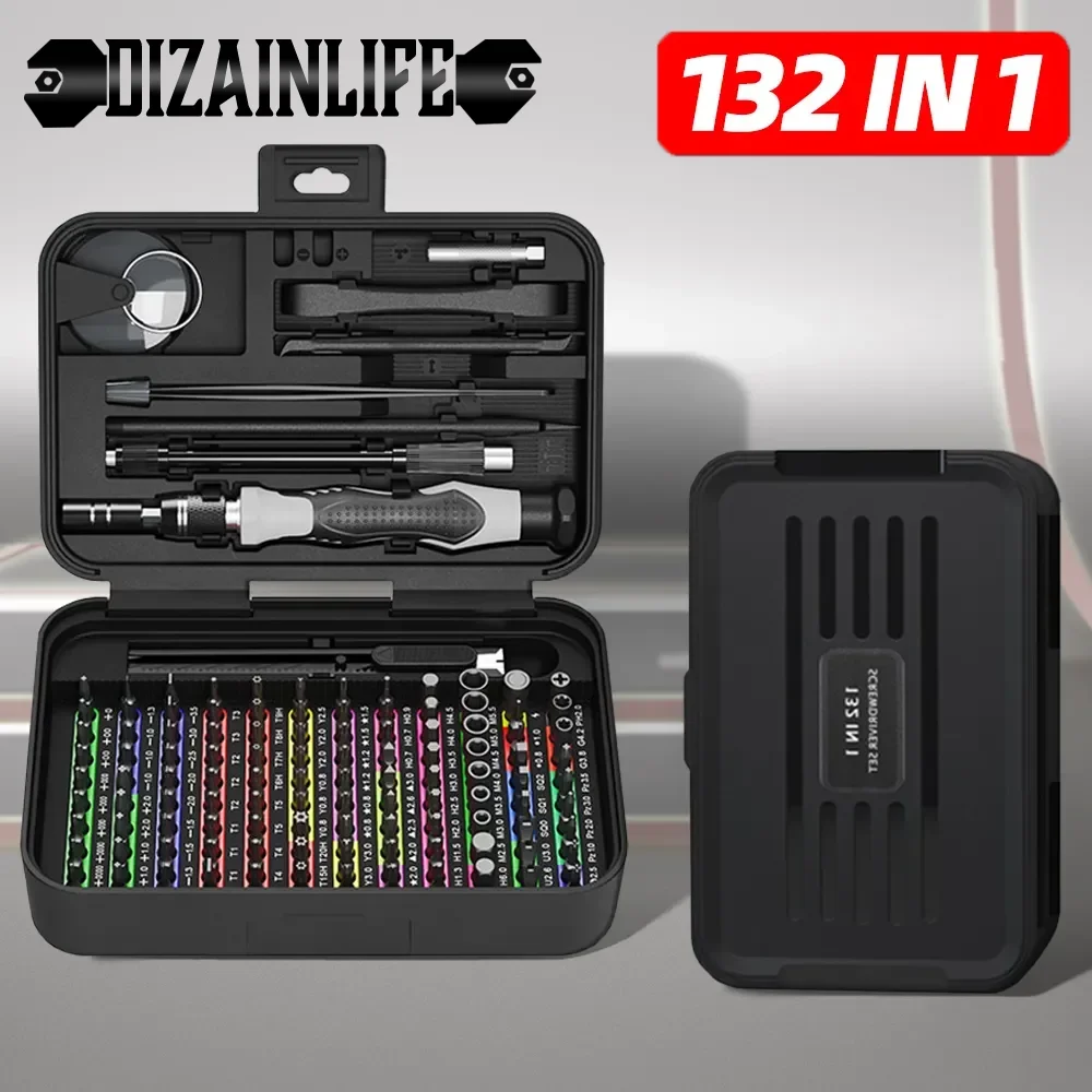 Precision Screwdriver Set Magnetic Screwdriver Set Screwdriver Set Magnetic Screwdriver Bits Magnetic Screwdriver Bit Set Screwdriver Bit Magnetic Screwdriver 132 in 1 Magnetic Screw Driver Bits Torx Hex Bits Computer Phone Professional Handle Repair Tool Kit