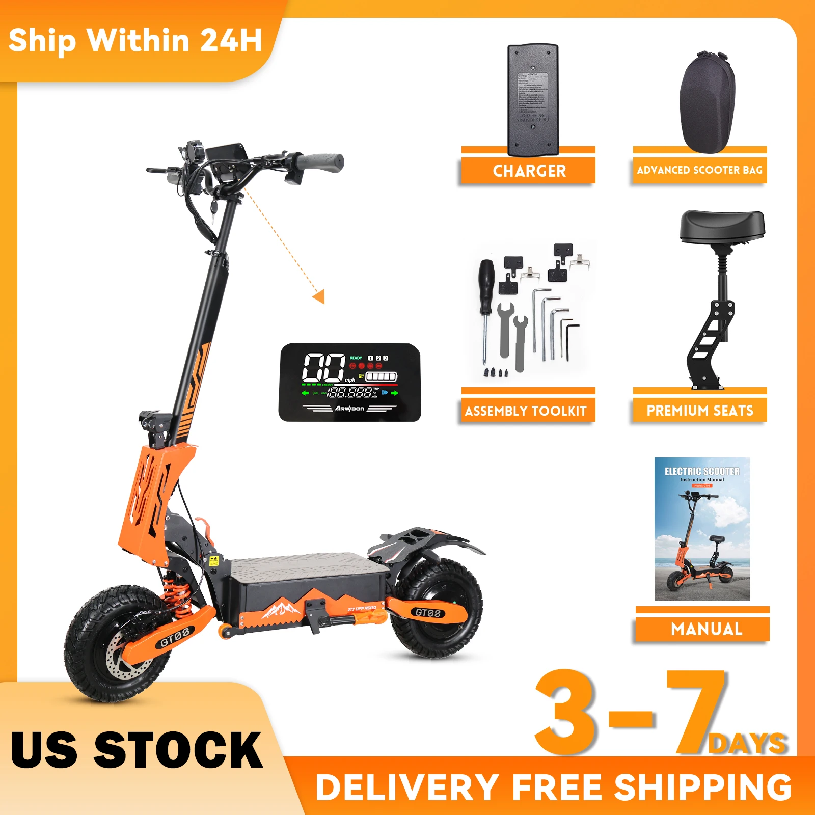 Arwibon 5600W Adult Electric Scooter Dual Motor Top Speed