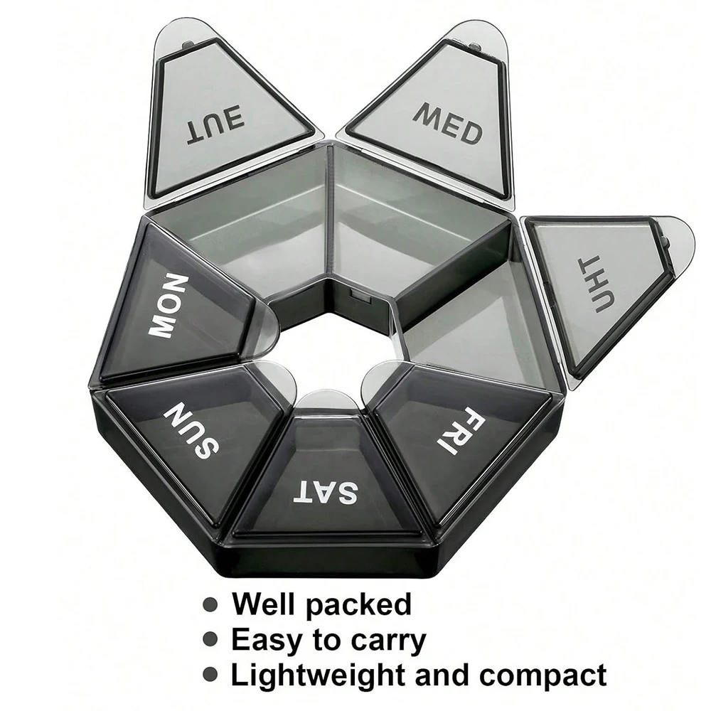 Compact 7-Day Pill Organizer with Portable Travel Case for Vitamins and Medications