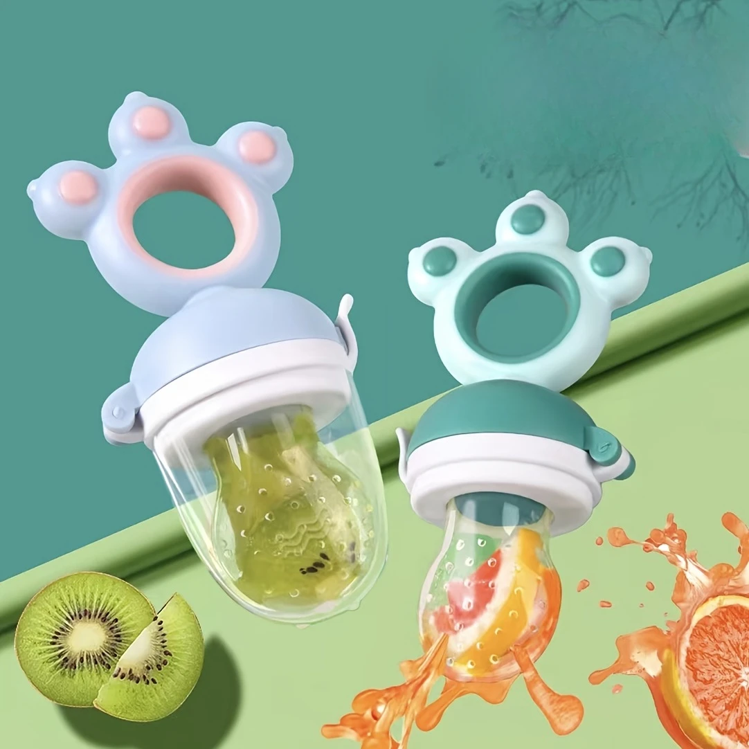 Rotate Push-Type Fruit Feeder Teether Cute Paw Baby Food Feeder Silicone Fresh Food Pacifier Baby Toddlers Teething Toy