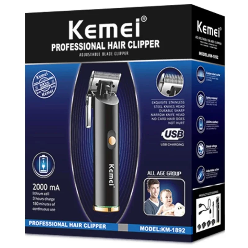 Hair Clipper Kemei Cordless All Metal Hair Clipper Trimmer