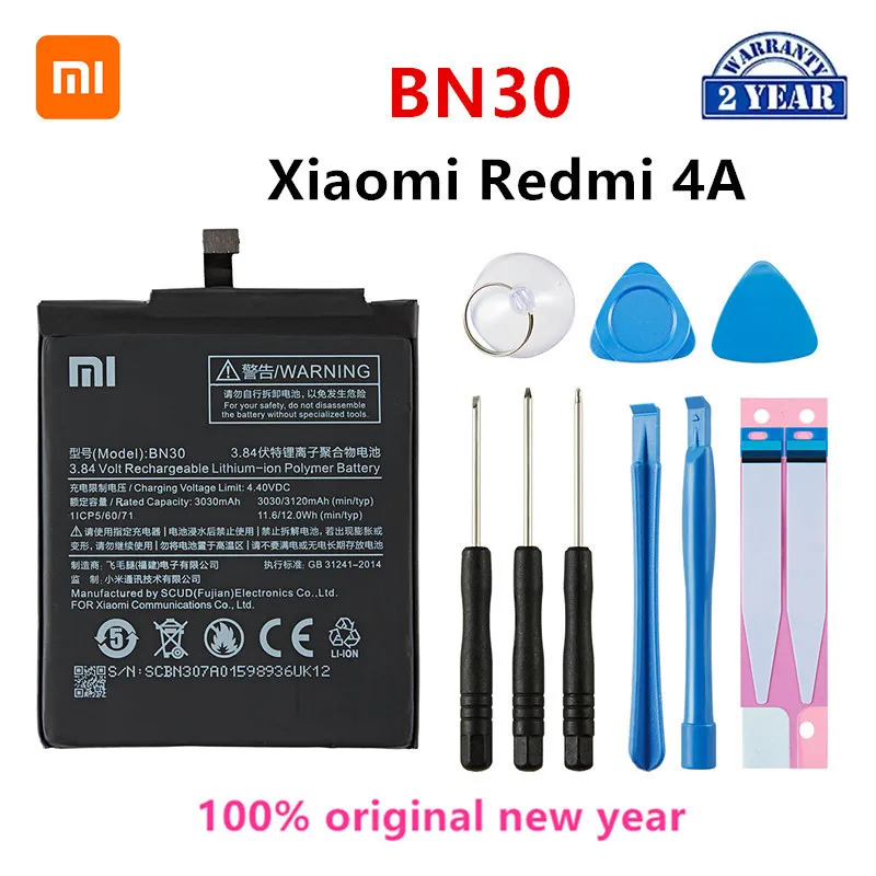 

Xiao mi 100% Orginal BN30 3120mAh Battery For Xiaomi Redmi 4A Redmi4A BN30 High Quality Phone Replacement Batteries +Tools