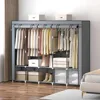 Portable Closet Wardrobe, Clothes Storage Rack Organizer with Cover, Side Pockets, 5 Clothes Hanging Rods 2