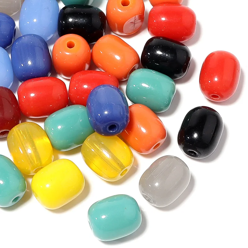 

30pcs/lot Solid Oval Cylindrical Glass Beads For Jewelry Making Loose Spacer Beads DIY Bracelet Necklace Accessory