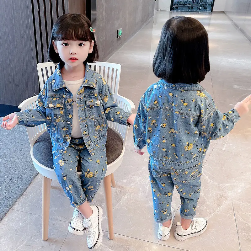 2020 new fashion baby girl clothes spring and autumn girls denim hooded  coat + holes jean trousers body suit girl clothing sets - AliExpress