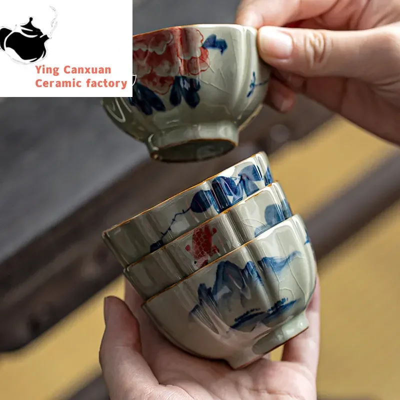 

China Jingdezhen Handmade Blue and White Master Cup Open Piece Chai Kiln Old Clay Tea Cup Single Cup Tea Tasting