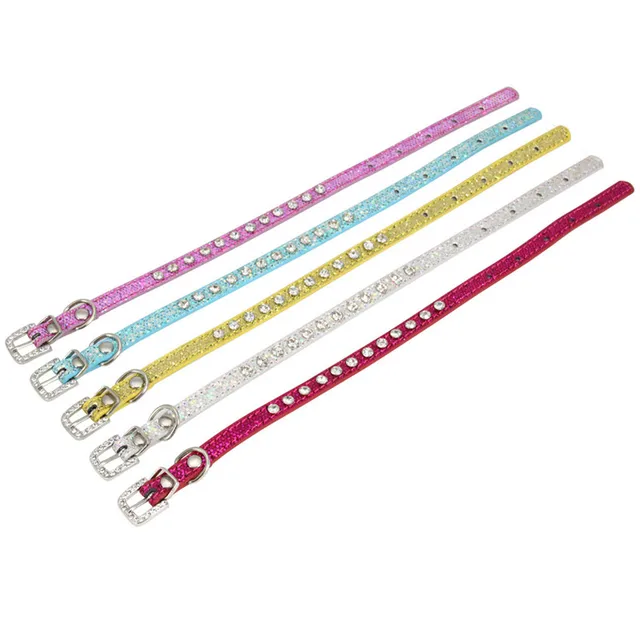 Hot Sale Super Shining Diamond Rhinestone Cat Collar Puppy Baby Dog Cat Collar Leather Strap Kitten Accessories Puppy Pet Collar 3