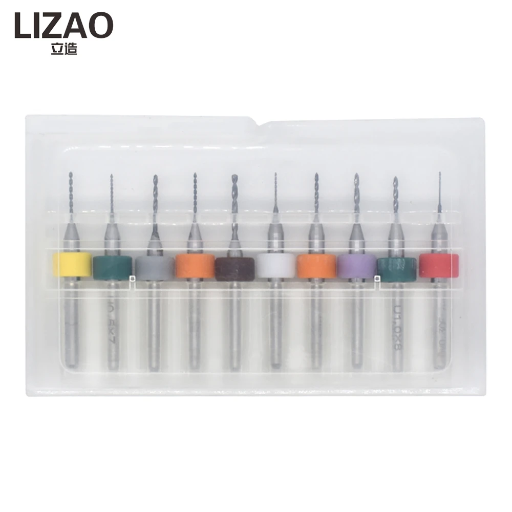 LIZAO 10pcs 0.3mm-1.1mm 마이크로 PCB 드릴 비트 회로 기판 제작을위한 텅스텐 강철 CNC 드릴링 도구 전자 DIY