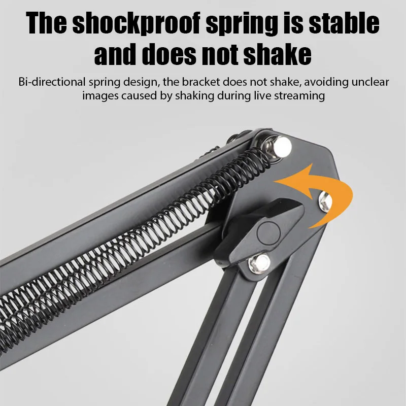 조절 가능한 확장형 녹음용 마이크 홀더 서스펜션 붐 가위형 암 스탠드 홀더 (마이크 클립, 테이블 마운팅 클램프 포함)