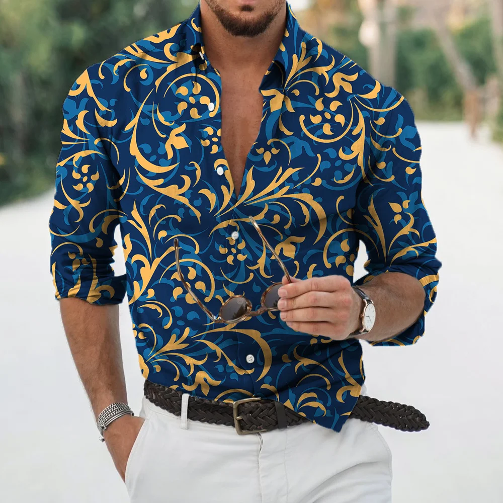 Summer Men’s Shirt Long Sleeve S-6XL Fashion HD 3D Printed Lapel Single Breasted Cardigan Hawaiian Casual Men’s Shirt 2023