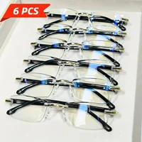 6PCS High Hardness Anti-blue High Quality Reading Glasses Ultra Light Far Sight Goggle To +4.0 Unisex Eye Protection Glasses 1