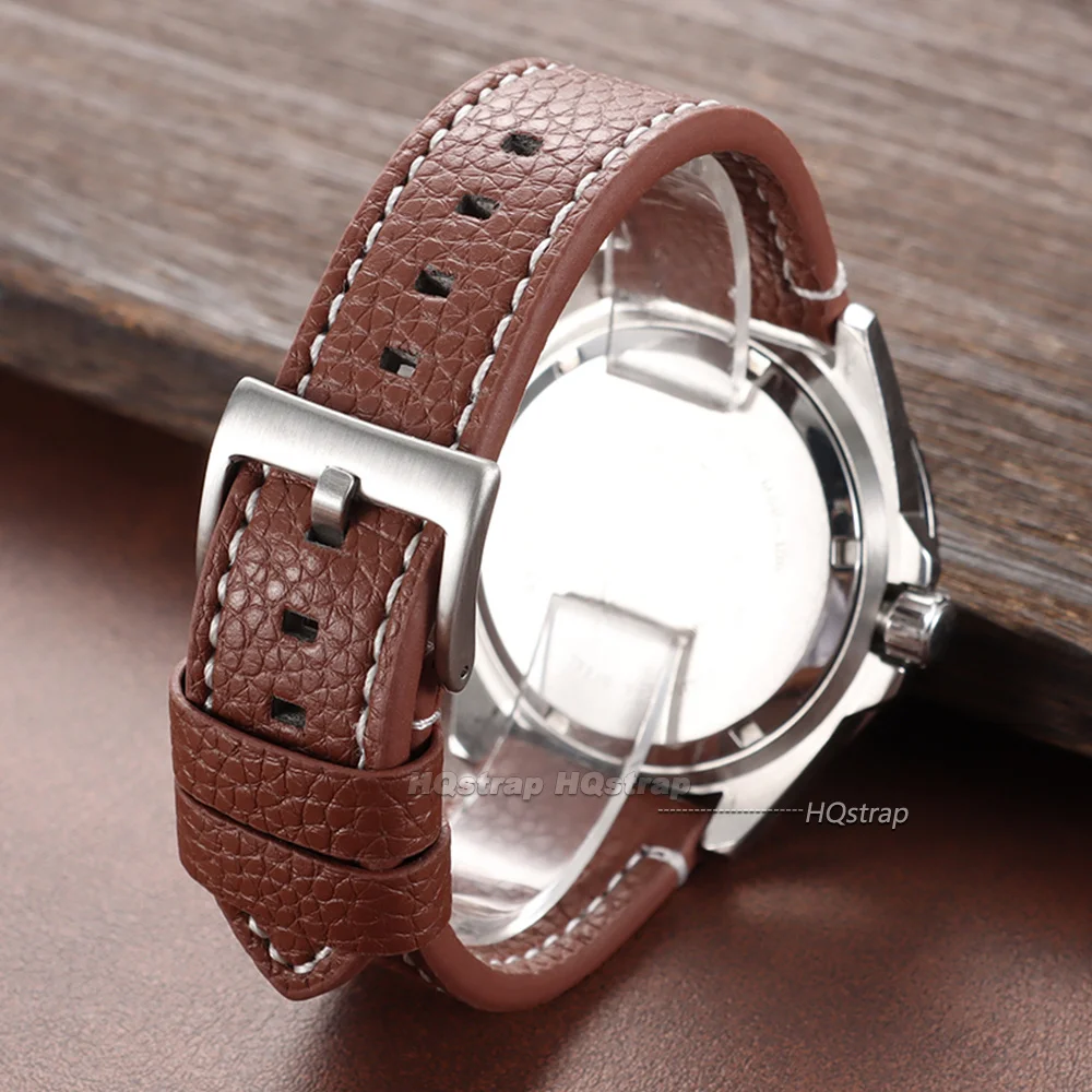 Elegant Lychee Grain Leather Watch Strap - Universal Bracelet for Business and Casual Wear