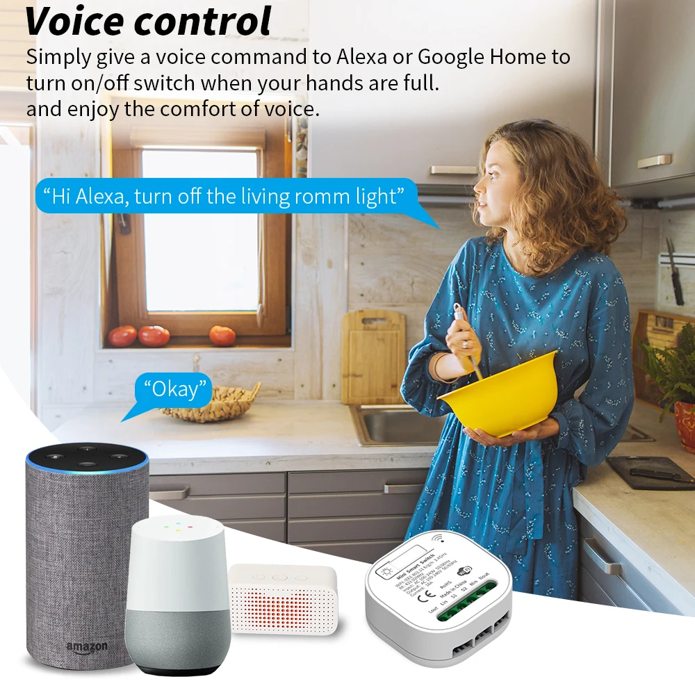 SIXWGH 스마트 홈 자동화 스위치, Apple Homekit 버전, Siri 음성 제어, 자체 전원 방수 무선 스위치
