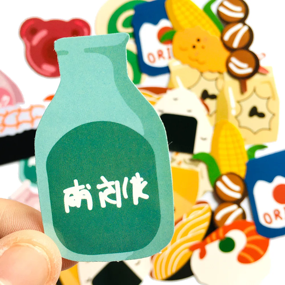 32 개/갑 일본 음식 스티커 방수 스케이트 보드 오토바이 기타 수하물 노트북 자전거 스티커 어린이 장난감