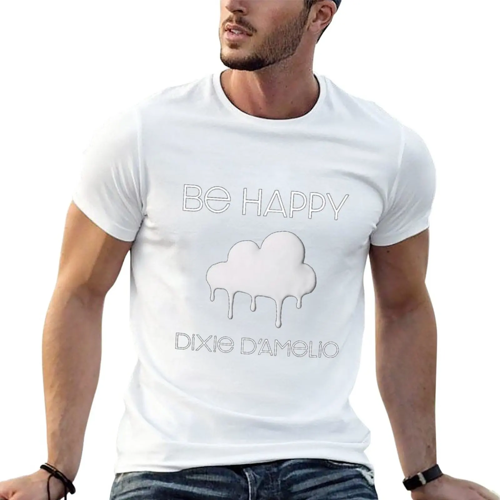 Be Happy Dixie Damelio T-Shirt Anime Blanks Magliette Per Uomo Cotone