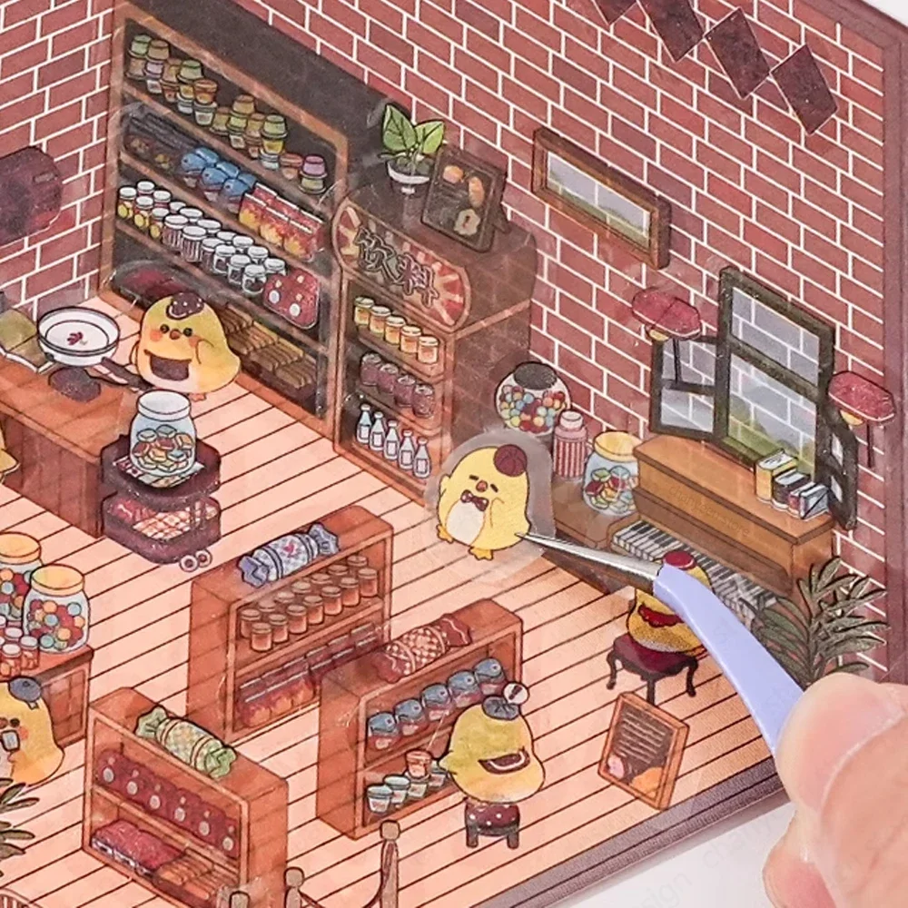 Livre De Collection De Scènes Miniatures - Autocollants De Pièce Miniature, Autocollants Visuels 3D | Autocollants De Maison Esthétiques Pour Ordinateur Portable, étui De Téléphone, Scrapbooking