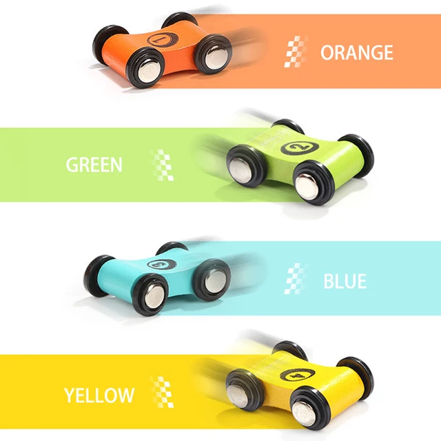 1-4Pcs Children Wooden Scooter Toy Track Car for Sliding Racing Slide Replacement Ramp Race Cars Model Toys for Boy Mini Racer 1