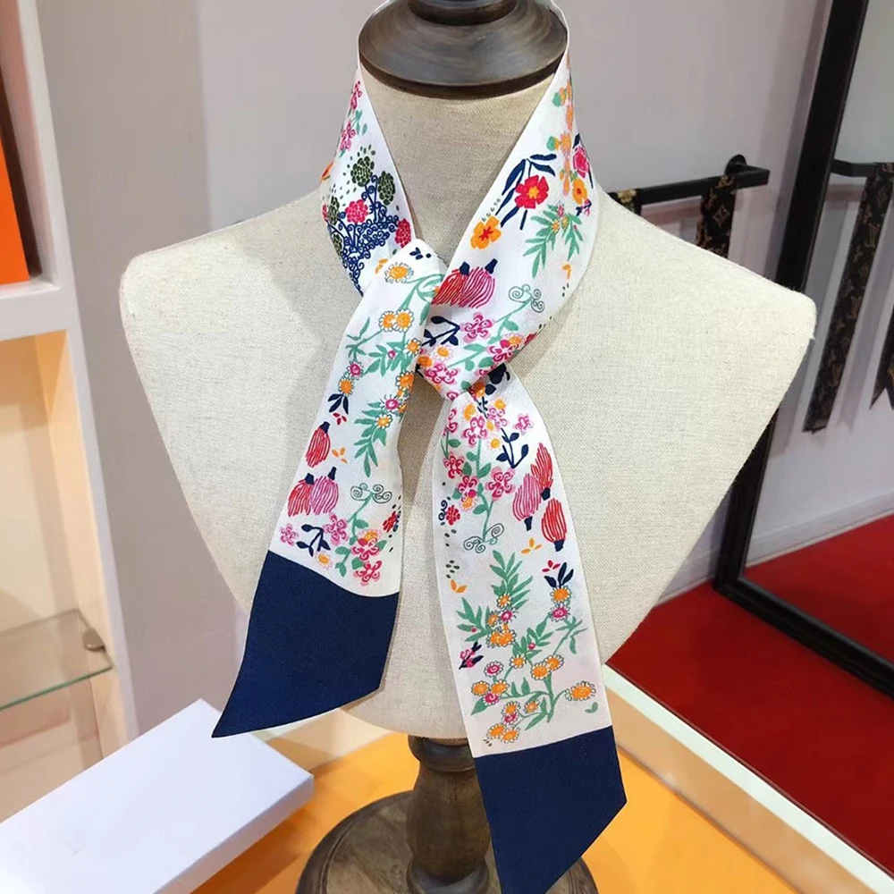 

Women's Classic Slender Sharp Corner Design Fashion Style Silk Double Layer Double sided Scarf 6X105CM