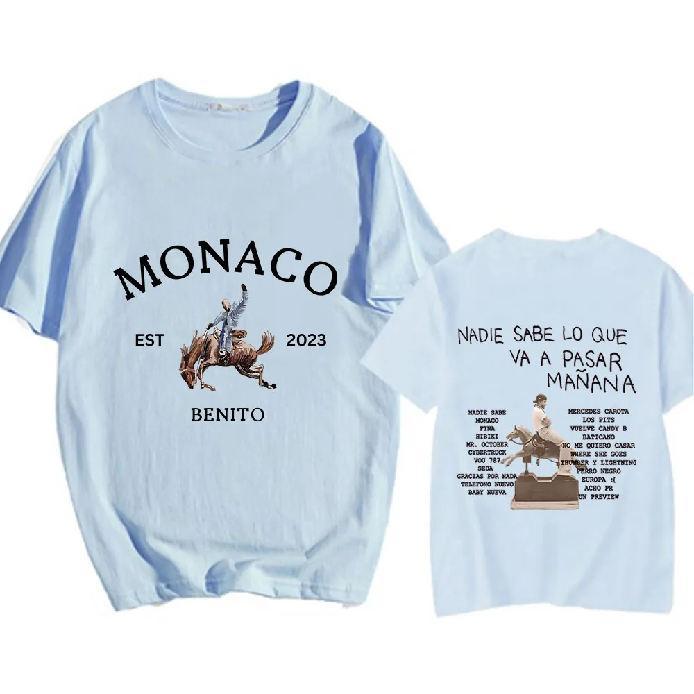 

Футболка Bad Bunny Monoco Bentio, альбомная футболка Nadie надпись «о-де-пар Манана», хлопковая Мягкая футболка с коротким рукавом для мужчин и женщин