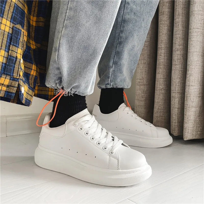 Men's breathable lightweight white shoes spring summer soft-sole comfort walking casual shoes fashion student sports baord shoes - Image 4