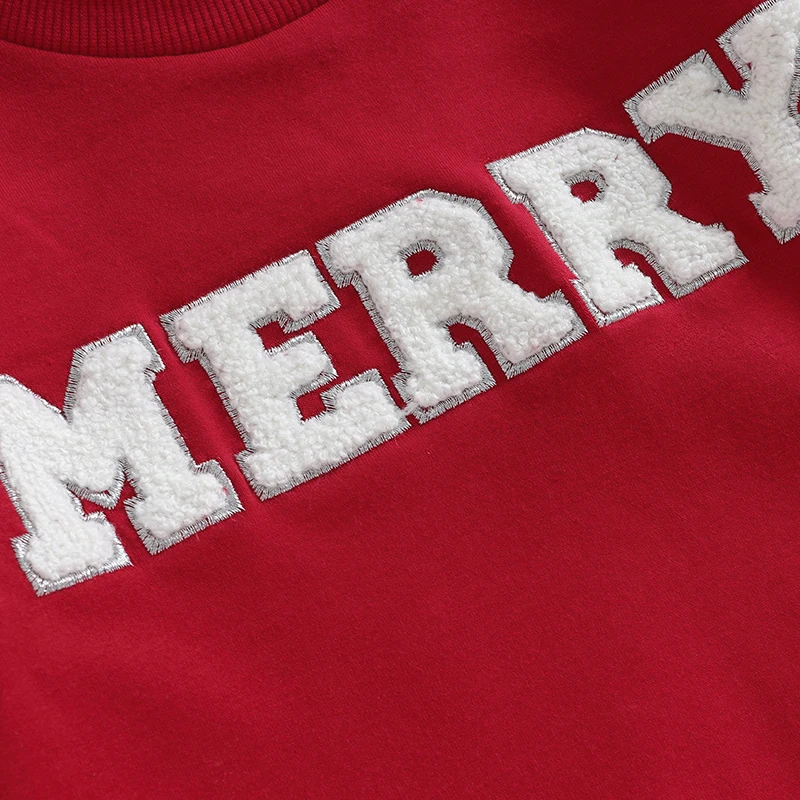 Girls Christmas Casual Sweatshirts Long Sleeve Crewneck Letter Print Loose Fit Pullover Sweatshirts Tops Xmas Clothing Outfits