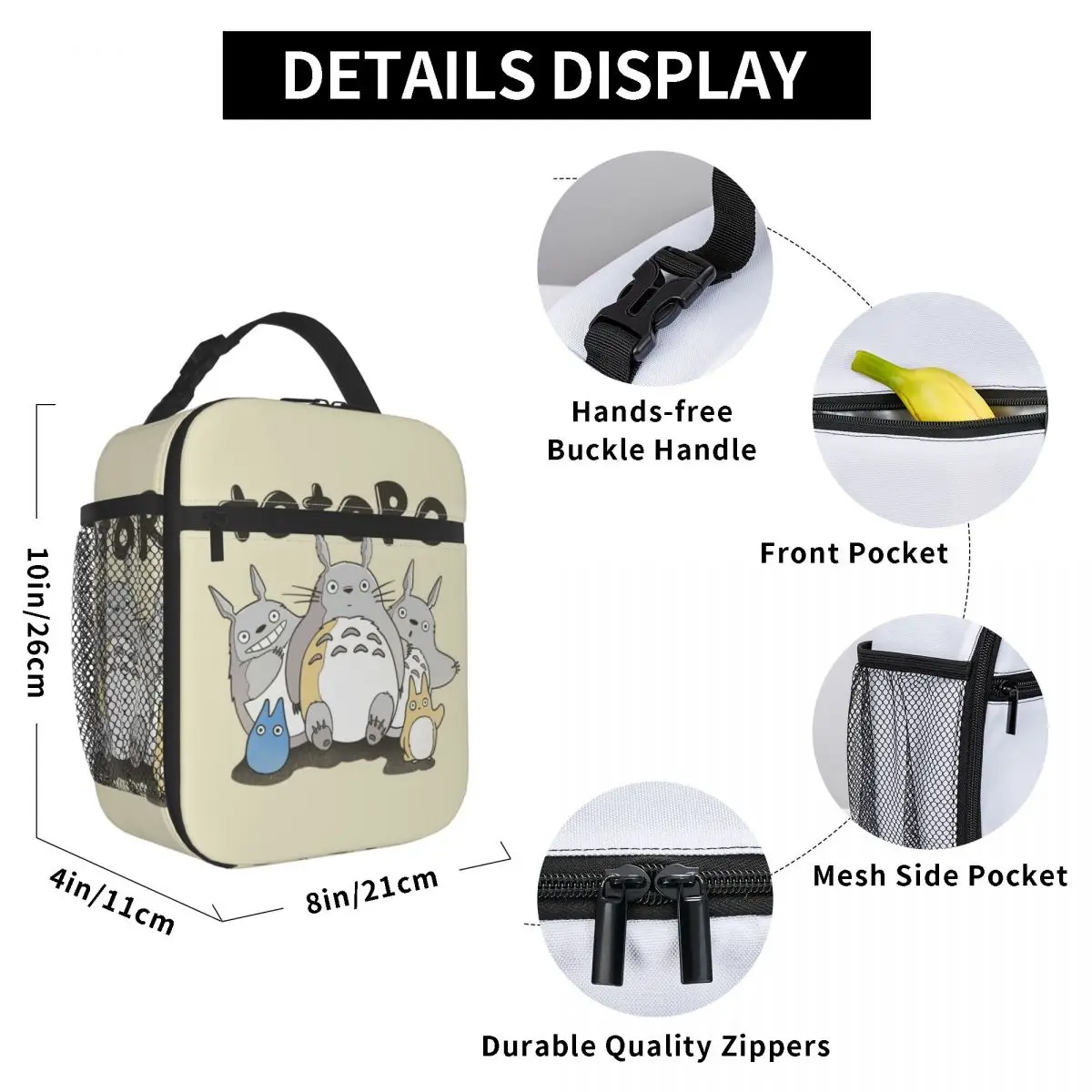 Totoro-Miyazaki Anime Merch Insulated Lunch Bags For School Food Storage Bag Portable Thermal Cooler Lunch Boxes